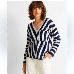 Club Monaco Cashmere Striped V Neck Sweater